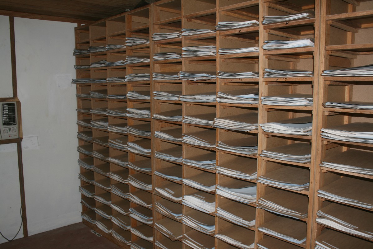 Shelves of plant specimens
