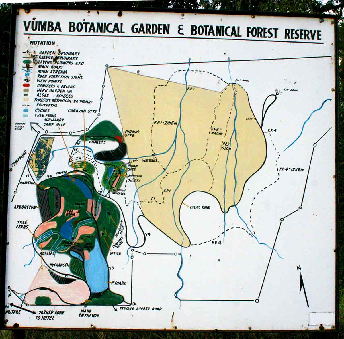 Map of Vumba Botanic Gardens.