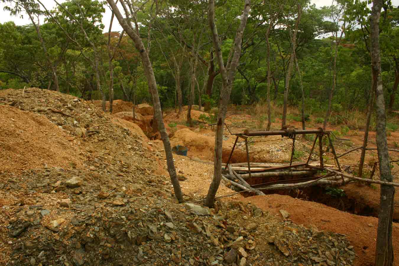Soil disturbance after gold mining activities